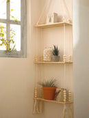 GobekUsa Rustic Wooden Wall Shelf with Hanging Plant Storage