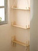 GobekUsa Rustic Wooden Wall Shelf with Hanging Plant Storage