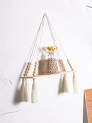 GobekUsa Rustic Wooden Wall Shelf with Hanging Plant Storage