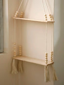 GobekUsa Rustic Wooden Wall Shelf with Hanging Plant Storage