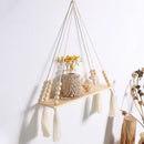 GobekUsa Rustic Wooden Wall Shelf with Hanging Plant Storage
