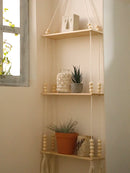 GobekUsa Rustic Wooden Wall Shelf with Hanging Plant Storage