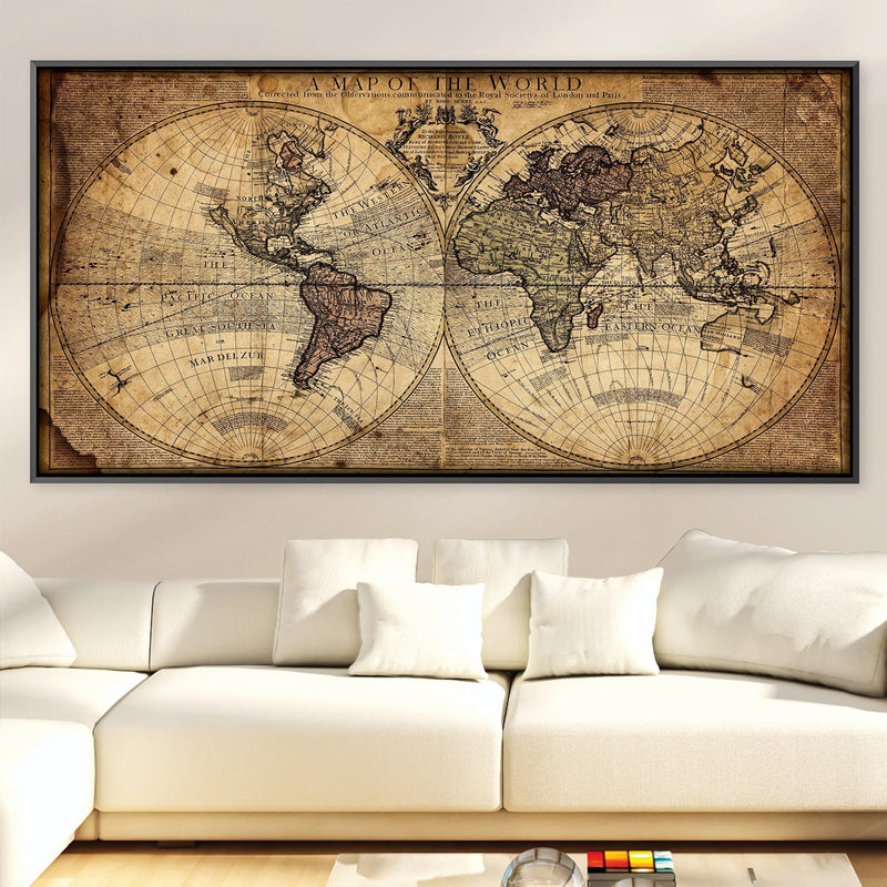 Rustic World Map Canvas