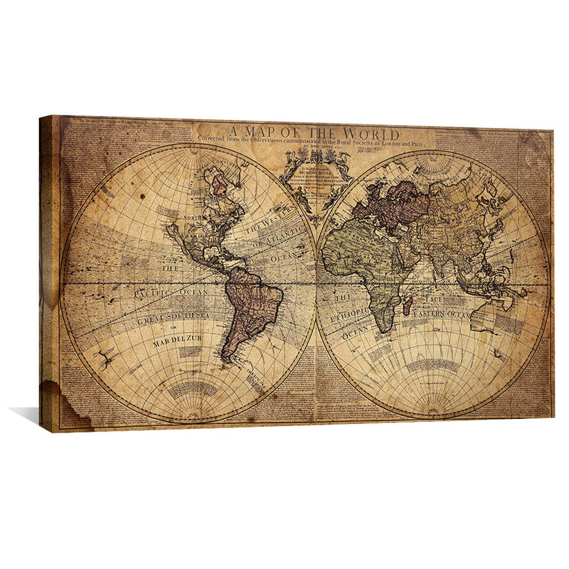 Rustic World Map Canvas