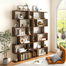 6 Tier S-Shaped Bookshelf Storage Display Bookcase Decor Z-Shelf