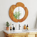 29 Inch Rustic Hanging Vanity Mirror with Teak Wood Frame by LJGDeals