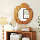 29 Inch Rustic Hanging Vanity Mirror with Teak Wood Frame by LJGDeals