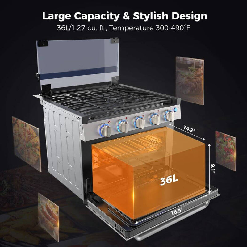 Camplux 17" RV Oven W/3 Burners Cooktop