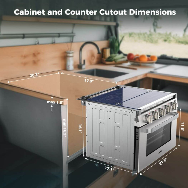 Camplux 17" RV Oven W/3 Burners Cooktop