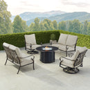 Black Aluminum Fire Table Set with Two Loveseats and Two Club Chairs