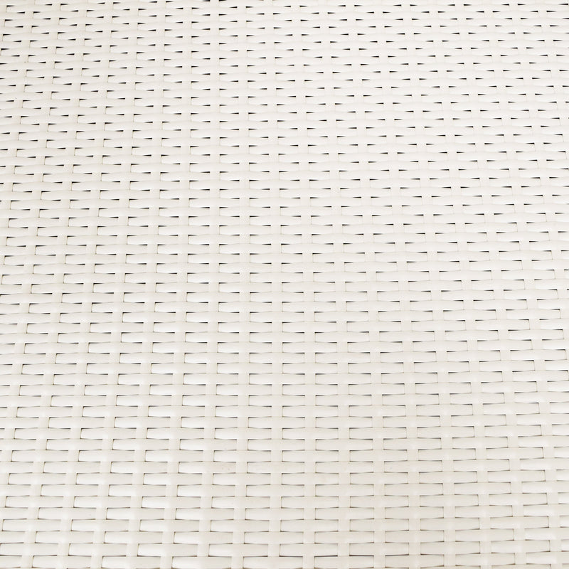 White Wicker Foldable Patio Balcony Table with Adjustable Clamps