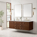 James Martin Amberly 72" Dual Mount Double Bathroom Vanity, Mid-Century Walnut