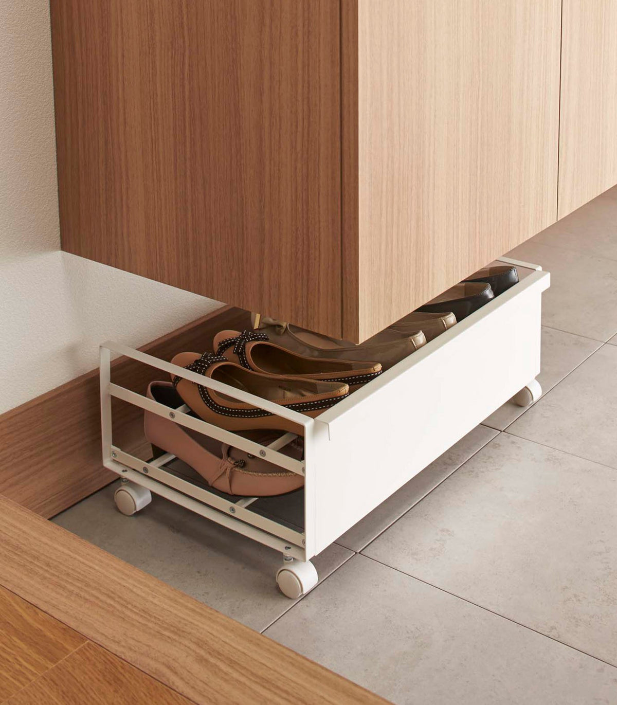 Rolling Shoe Rack (9" H)  - Steel, photo 3 of 8