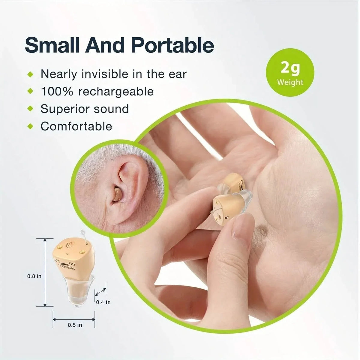 Rechargeable Hearing Aids – Invisible In-Ear, Noise Reduction, Volume Control, photo 9 of 10