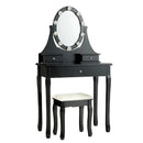 3 Drawers Lighted Mirror Vanity Dressing Table Stool Set by LJGDeals