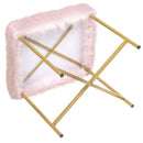 Faux Fur Ottoman Decorative Stool with Metal Legs by LJGDeals