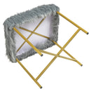 Faux Fur Ottoman Decorative Stool with Metal Legs by LJGDeals