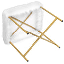 Faux Fur Ottoman Decorative Stool with Metal Legs by LJGDeals