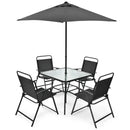 6 Pieces Patio Dining Set with Umbrella-Gray by DirectDeals