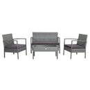 4 Pieces Outdoor Rattan Conversation Set with Comfortable Cushion by LJGDeals