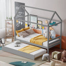 Kids Platform Bed Frame with Roof for Bedroom by LJGDeals