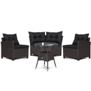 4 Pieces Patio Rattan Furniture Set Cushioned Sofa Glass Table by LJGDeals