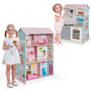 2-In-1 Double Sided Kids Kitchen Playset and Dollhouse with Furniture by LJGDeals