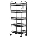 5 Tier Mesh Rolling File Utility Cart Storage Basket-Black by LJGDeals