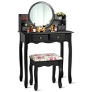Makeup Vanity Table Set Girls Dressing Table with Drawers Oval Mirror by LJGDeals