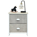 Metal Frame Nightstand Side Table Storage with 2 Drawers-Gray by LJGDeals