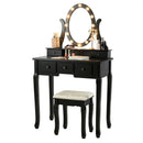 5 Drawers Vanity Table Stool Set with 12-LED Bulbs by LJGDeals