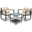 3 Pieces Cushioned Patio Rattan Set with Rocking Chair and Table-Black by LJGDeals