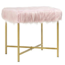 Faux Fur Ottoman Decorative Stool with Metal Legs by LJGDeals