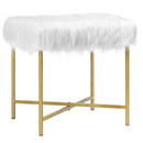 Faux Fur Ottoman Decorative Stool with Metal Legs by LJGDeals