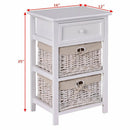 3 Tier Set of 2 Wood Nightstand with 1 and 2 Drawer by LJGDeals