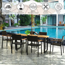 Patented 7 Pieces Outdoor Dining Set with Large Acacia Wood Table Top by LJGDeals