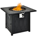 32 Inch Propane Fire Pit Table Square Tabletop with Lava Rocks Cover 50000 BTU-Black by LJGDeals