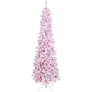 7 Feet Pre-Lit Snow Flocked Hinged Pencil Christmas Tree with 300 Lights and 8 Modes by LJGDeals