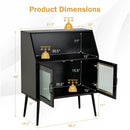 Kitchen Sideboard Buffet with Open Cubby and 2 Glass Doors-Black by LJGDeals