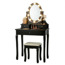 3 Drawers Lighted Mirror Vanity Dressing Table Stool Set by LJGDeals