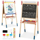 All-in-One Wooden Height Adjustable Kid's Art Easel with Magnetic Stickers and Paper by LJGDeals