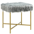 Faux Fur Ottoman Decorative Stool with Metal Legs by LJGDeals