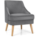 Mid Century Velvet Accent Chair with Rubber Wood Legs for Bedroom by LJGDeals