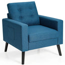 Mid-Century Upholstered Armchair Club Chair with Rubber Wood Legs by LJGDeals