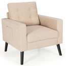 Mid-Century Upholstered Armchair Club Chair with Rubber Wood Legs by LJGDeals