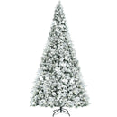 8 Feet Snow Flocked Hinged Christmas Tree with Berries and Poinsettia Flowers by LJGDeals