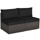 2 Pieces Patio Rattan Armless Sofa Set with 2 Cushions and 2 Pillows by LJGDeals