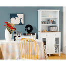 Freestanding Kitchen Pantry with Hutch Sliding Door and Drawer-White by LJGDeals