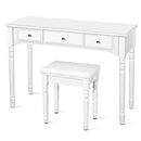 Makeup Dressing Table with Tri-Folding Mirror and Cushioned Stool for Women by DirectDeals