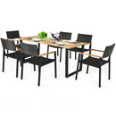 Patented 7 Pieces Outdoor Dining Set with Large Acacia Wood Table Top by LJGDeals